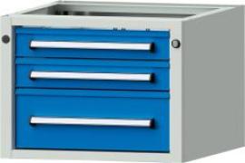 Unterbauschrank B570xT615xH420mm RAL 7035/5012 3 Schubladen Produktbild