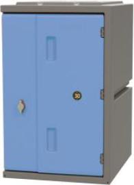 Kunststoff-Schließfach B385xT470xH610 mm Tür blau Produktbild