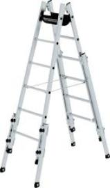 Alu-Stehleiter 2x6 Sprossen, treppeng. Leiterlänge 1,80 m Arbeitshöhe bis 3,90 m Produktbild