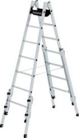 Alu-Stehleiter 2x7 Sprossen, treppeng. Leiterlänge 2,10 m Arbeitshöhe bis 4,20 m Produktbild