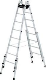 Alu-Stehleiter 2x8 Sprossen, treppeng. Leiterlänge 2,40 m Arbeitshöhe bis 4,50 m Produktbild