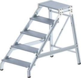 Alu-Montagetritt 5 Stufen starr Podesthöhe 0,99 m Arbeitshöhe bis 3,00 m Produktbild