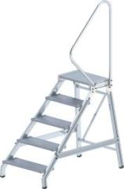 Alu-Montagetritt 5 Stufen mit Handlauf Podesthöhe 0,99 m Arbeitshöhe bis 3,00 m Produktbild