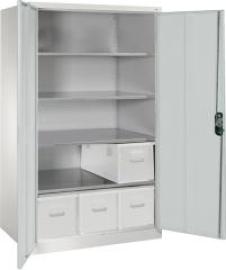 Flügeltürenschrank XXL B12000xT800xH1950 mm RAL 7035, 4 Fachböden Tragkraft 70kg Produktbild