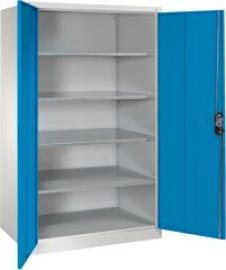 Flügeltürenschrank XXL B12000xT800xH1950 mm RAL 7035/5012,4Fachböden Tragkraft 70kg Produktbild