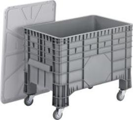 Großbehälter PE fahrbar B1040xT640xH790 mm grau Volumen 285 l Boden/Wände geschlossen Produktbild