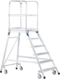 Podesttreppe einseitig 6 Stufen Podesthöhe 1,44 m ZARGES Produktbild
