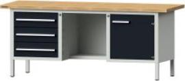 Format Kastenwerkbank B2000xT700xH840mm RAL 7035/7016 BMP: 40 mm 3 Schubladen, 1 Tür Produktbild