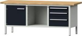 Format Kastenwerkbank B2000xT700xH840mm RAL 7035/7016 BMP: 40 mm 3 Schubladen, 1 Tür Produktbild