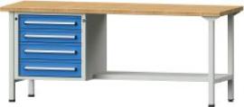 Anke Kombi-Werkbank B2000xT700xH840mm RAL7035/5012 BMP: 40 mm 4 Schubladen, 1 Boden Produktbild