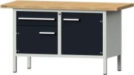 Format Kastenwerkbank B1500xT700xH840mm RAL 7035/7016 BMP: 40 mm 1 Schublade, 2 Türen Produktbild
