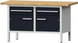 Format Kastenwerkbank B1500xT700xH840mm RAL 7035/7016 BMP: 40 mm 2 Schubladen, 2 Türen Produktbild