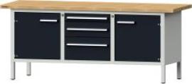 Format Kastenwerkbank B2000xT700xH840mm RAL 7035/7016 BMP: 40 mm 3 Schubladen, 2 Türen Produktbild