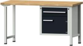 Format Kombi-Werkbank B1500xT700xH840mm RAL 7035/7016 BMP: 40 mm 1 Schublade, 1 Tür Produktbild