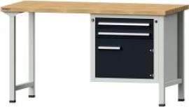 Format Kombi-Werkbank B1500xT700xH840mm RAL 7035/7016 BMP: 40 mm 2 Schubladen, 1 Tür Produktbild