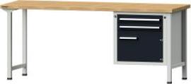 Format Kombi-Werkbank B2000xT700xH840mm RAL 7035/7016 BMP: 40 mm 2 Schubladen, 1 Tür Produktbild