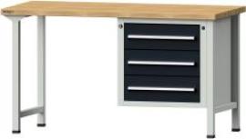 Format Kombi-Werkbank B1500xT700xH840mm RAL 7035/7016 BMP: 40 mm 3 Schubladen Produktbild
