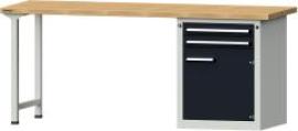 Format Kombi-Werkbank B2000xT700xH840mm RAL 7035/7016 BMP: 40 mm 2 Schubladen, 1 Tür Produktbild