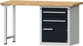 Format Kombi-Werkbank B1500xT700xH840mm RAL 7035/7016 BMP: 40 mm 2 Schubladen, 1 Tür Produktbild