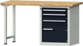 Format Kombi-Werkbank B1500xT700xH840mm RAL 7035/7016 BMP: 40 mm 3 Schubladen, 1 Tür Produktbild