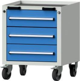 Format Rollcontainer B625xT640xH755mm RAL 7035/5012 3 Schubladen Produktbild