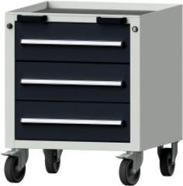 Format Rollcontainer B625xT640xH755mm RAL 7035/7016 3 Schubladen Produktbild