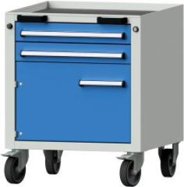 Format Rollcontainer B625xT640xH755mm RAL 7035/5012 2 Schubladen, 1 Tür Produktbild