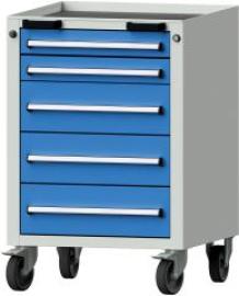 Format Rollcontainer B625xT640xH925mm RAL 7035/5012 5 Schubladen Produktbild