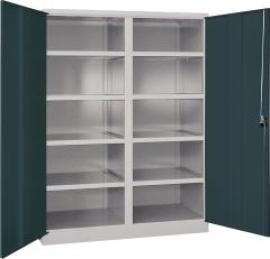 Schwerlastschrank m.TürenB1470xT630xH1950 mm 8 Böden RAL 7035/7016 Mittelwand Produktbild