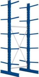 Kragarmregal L Grundfeld B1000xT2x500xH3000 mm doppelseitig RAL 5010 2x5 Arme Traglast 175kg Produktbild