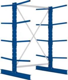 Kragarmregal L Grundfeld B1330xT2x600xH2000 mm doppelseitig RAL 5010 2x4 Arme Traglast 140kg Produktbild