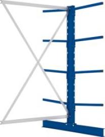 Kragarmregal L Anbaufeld B1330xT2x600xH2000 mm doppelseitig RAL 5010 2x4 Arme Traglast 140kg Produktbild