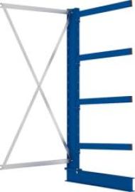 Kragarmregal M Anbaufeld B1000xT800xH2000 mm einseitig RAL 5010 4 Arme Traglast 250kg Produktbild