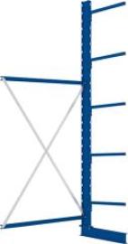 Kragarmregal L Anbaufeld B1330xT600xH3000 mm einseitig RAL 5010 5 Arme Traglast 140kg Produktbild