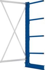 Kragarmregal L Anbaufeld B1000xT600xH2000 mm einseitig RAL 5010 4 Arme Traglast 140kg Produktbild