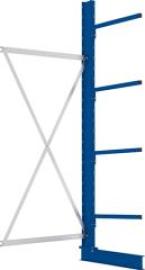 Kragarmregal L Anbaufeld B1000xT600xH2500 mm einseitig RAL 5010 4 Arme Traglast 140kg Produktbild