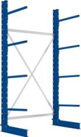 Kragarmregal L Grundfeld B1330xT600xH2500 mm einseitig RAL 5010 4 Arme Traglast 140kg Produktbild