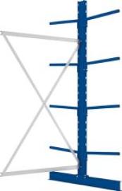 Kragarmregal L Anbaufeld B1330xT2x600xH2500 mm doppelseitig RAL 5010 2x4 Arme Traglast 140kg Produktbild