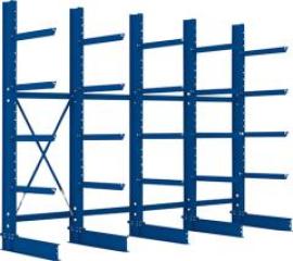 Kragarmregal H 4 Felder B4090xT800xH3000 mm einseitig RAL 5010 5 Ebenen Traglast 3150kg Produktbild