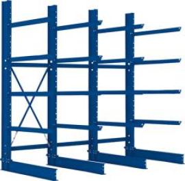 Kragarmregal H 3 Felder B3090xT1250xH3000 mm einseitig RAL 5010 5 Ebenen Traglast 1600kg Produktbild