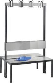Garderobenbank doppels. B1000xT760xH1710 mm RAL 7021/silbergrau ohne Schurost Produktbild