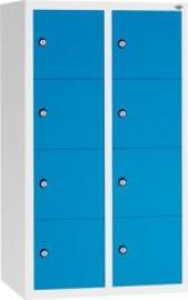 Kleingefachschrank B460xT200xH770 mm RAL7035/5012,wandhängend 2x4 Fächer Produktbild