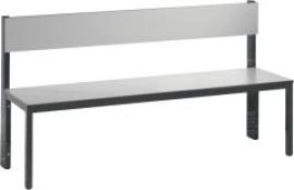 Sitzbank mit Rückenlehne B1500xT407xH796 mm RAL 7021/silbergrau mit Schuhrost Produktbild