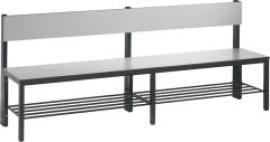 Sitzbank mit Rückenlehne B1960xT407xH796 mm RAL 7021/silbergrau mit Schuhrost Produktbild