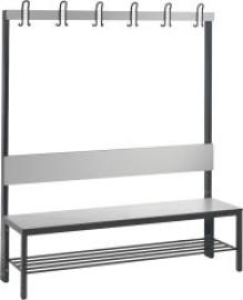 Garderobenbank einseitig B1500xT760xH1710 mm RAL 7021/silbergrau mit Schuhrost Produktbild