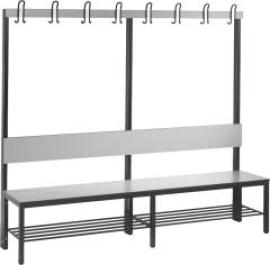 Garderobenbank einseitig B1960xT760xH1710 mm RAL 7021/silbergrau mit Schuhrost Produktbild