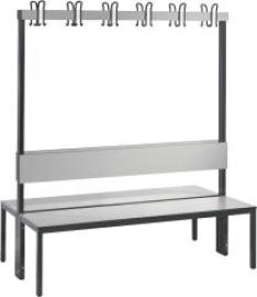 Garderobenbank doppels. B1500xT760xH1710 mm RAL 7021/silbergrau ohne Schurost Produktbild