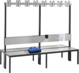 Garderobenbank doppels. B1960xT760xH1710 mm RAL 7021/silbergrau ohne Schurost Produktbild