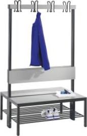 Garderobenbank doppels. B1000xT760xH1710 mm RAL 7021/silbergrau mit Schuhrost Produktbild