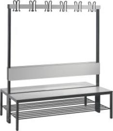 Garderobenbank doppels. B1500xT760xH1710 mm RAL 7021/silbergrau ohne Schurost Produktbild